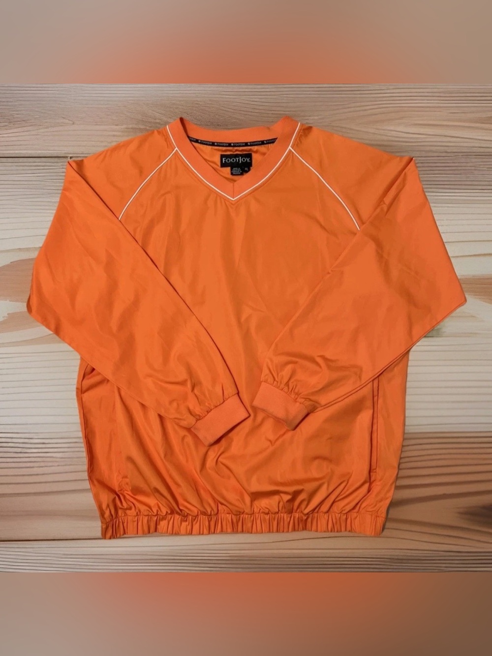 FootJoy Mens Golf V-Neck Windbreaker Long Sleeve Orange Size XL